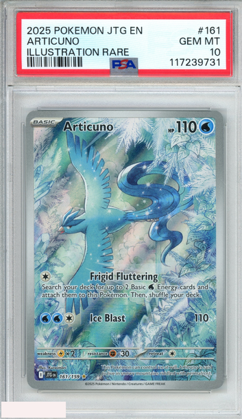 2025 POKEMON JOURNEY TOGETHER ARTICUNO #161 ILLUSTRATION RARE PSA 10 GEM MT