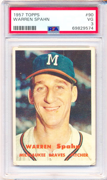 1957 Topps #90 Warren Spahn PSA 3 - NEW Case! Just Graded!