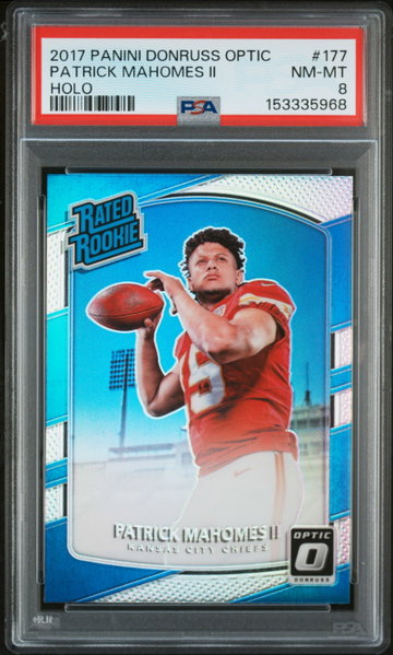 2017 Donruss Optic Rated Rookie Holo Patrick Mahomes II #177 PSA 8 153335968