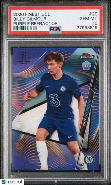 2020 Topps Finest UEFA Champions League Billy Gilmour #20 Purple Refractor PSA 10