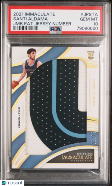 2021 Panini Immaculate Collection Jumbo Patches Jersey Number Santi Aldama #JPSTA JMB PSA 10