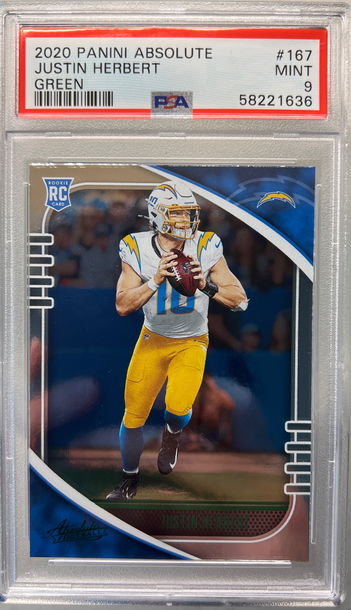 2020 panini absolute Justin Herbert green psa 9 chargers