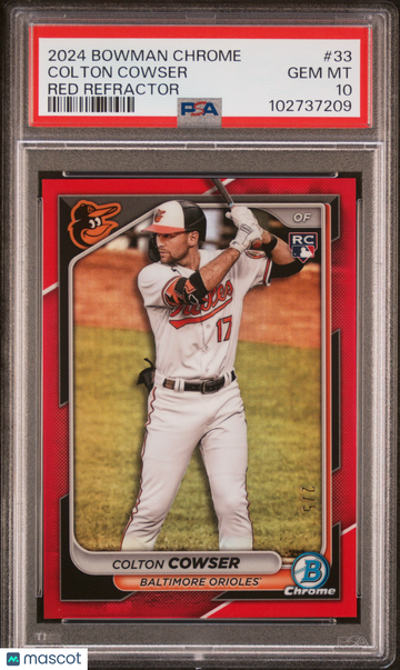 2024 Bowman Chrome Colton Cowser #33 Red Refractor /5 PSA 10