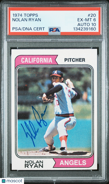 1974 Topps Nolan Ryan #20 PSA 6 Auto 10