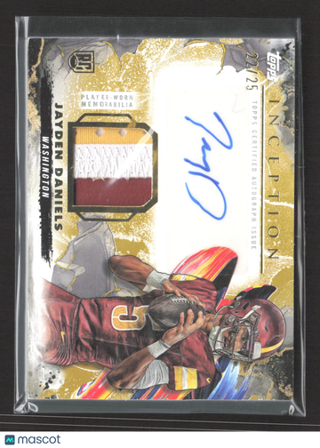 2024 Topps Inception Jayden Daniels #PPA-JD Player-Worn Memorabilia Patch 22/25 RC Auto