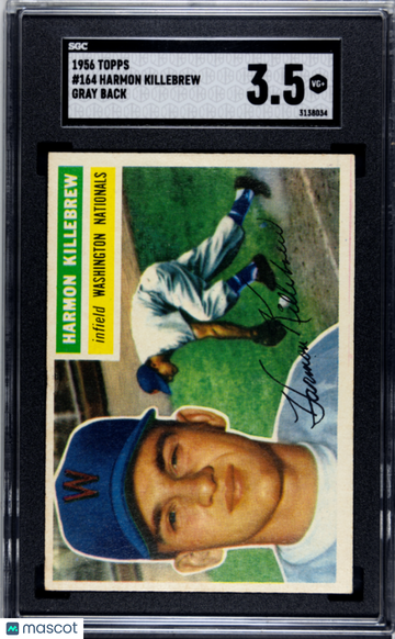 1956 Topps Harmon Killebrew #164 Gray Back SGC 3.5