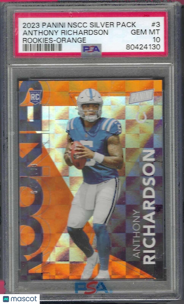 2023 Panini National Silver Packs Rookies Anthony Richardson #3 Orange PSA 10