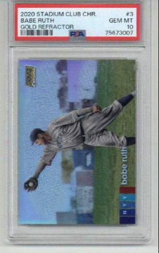 2020 TOPPS STADIUM CLUB CHROME GOLD REFRACTOR BABE RUTH YANKEES /50 PSA 10