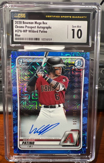 2020 Bowman Megabox Chrome Prospects Auto /150 blue Wilderd Patino