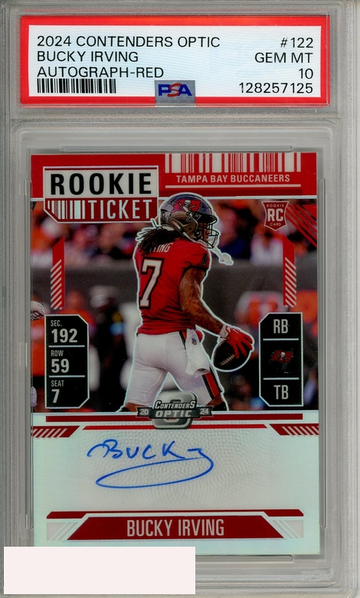 2024 PANINI CONTENDERS OPTIC BUCKY IRVING #122 AUTOGRAPH-RED PSA 10 GEM MT RC