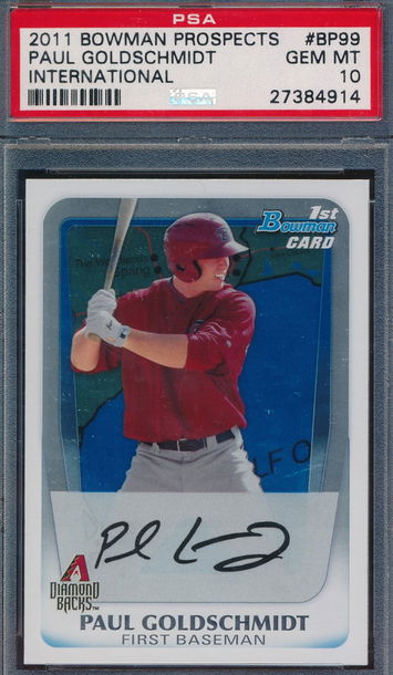 2011 Bowman Prospects International Paul Goldschmidt RC PSA 10 GEM MT 4914