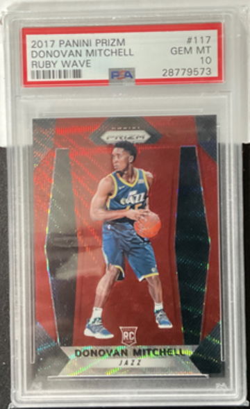  🚨🚨📈📈2017 Panini Prizm Donovan Mitchell Ruby Wave PSA 10 POP 64