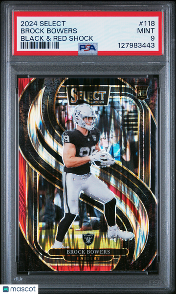 2024 Panini Select Brock Bowers #118 Black & Red Shock PSA 9