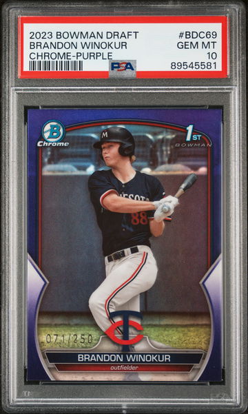 2023 Bowman Draft Chrome Purple Brandon Winokur #BDC69 /250 PSA 10