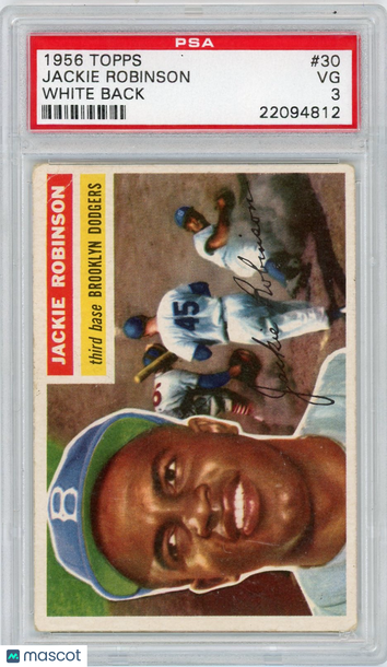1956 Topps Jackie Robinson #30 White Back PSA 3 Baseball Trading Card