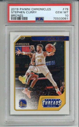 2019 PANINI CHRONICLES THREADS BRONZE #79 STEPHEN CURRY WARRIORS PSA 10