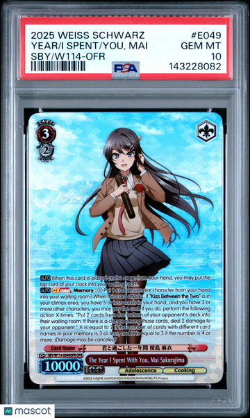 2025 Weiss Schwarz Rascal Does Not Dream Series Year Sby/W114-Ofr PSA 10 #E049