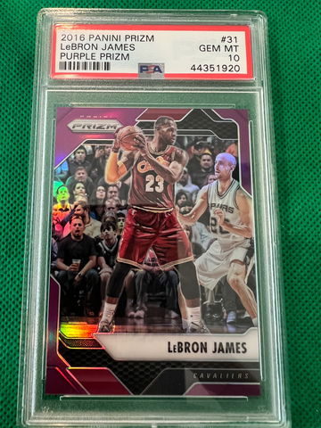 2016 prizm Lebron James purple 25/75 psa 10 pop 12