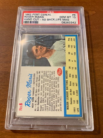 Roger Maris - 1962 Post Cereal 