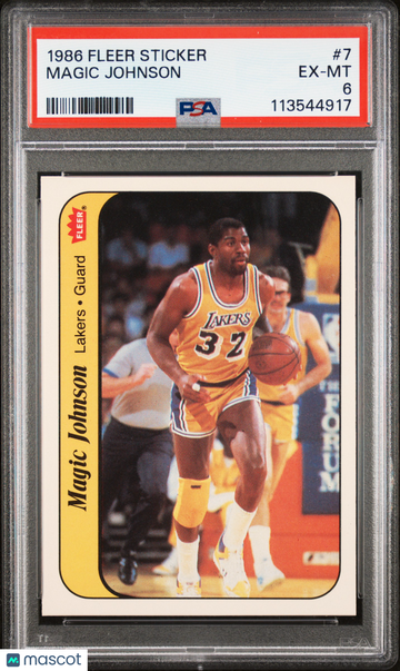 1986 Fleer Sticker Magic Johnson #7 PSA 6