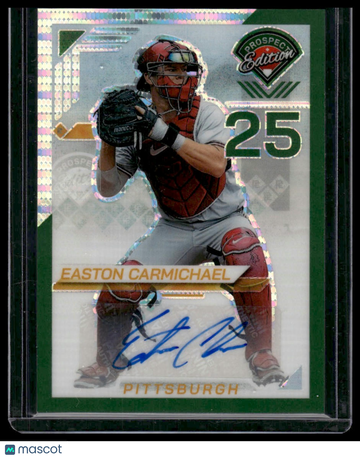 2025 Panini Prizm Prospect Edition Easton Carmichael #159 Green Pulsar /25 Panini Authentic