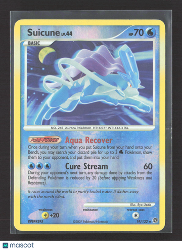2007 Mysterious Treasures Suicune Holo Rare #19/132