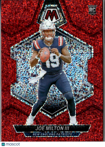 Joe Milton III 2024 Panini Mosaic RC Red Sparkle New England Patriots