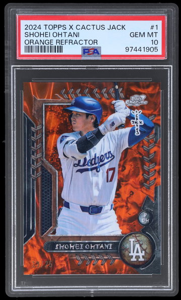 2024 Topps Cosmic Chrome X Cactus Jack Shohei Ohtani Orange Refractor PSA 10