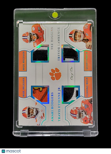 2021 Panini National Treasures Collegiate Tee Higgins Trevor Lawrence Amari Rodgers Travis Etienne Jr. #TQM3 Patch Memor
