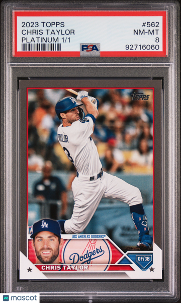 2023 Topps Chris Taylor #562 Platinum 1/1 PSA 8