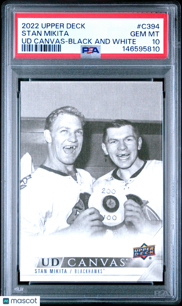 2022-23 Upper Deck UD Canvas Stan Mikita #C394 Black And White Short Print PSA 10