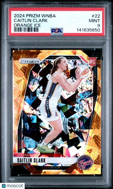 2024 Panini Prizm WNBA Caitlin Clark #22 Orange Ice Rookie RC PSA 9