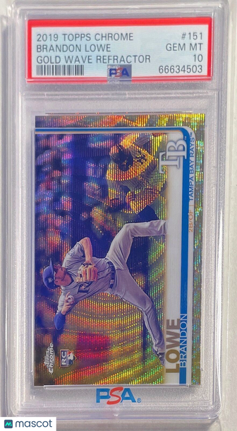 2019 Topps Chrome Brandon Lowe #151 Gold Wave Refractor PSA 9