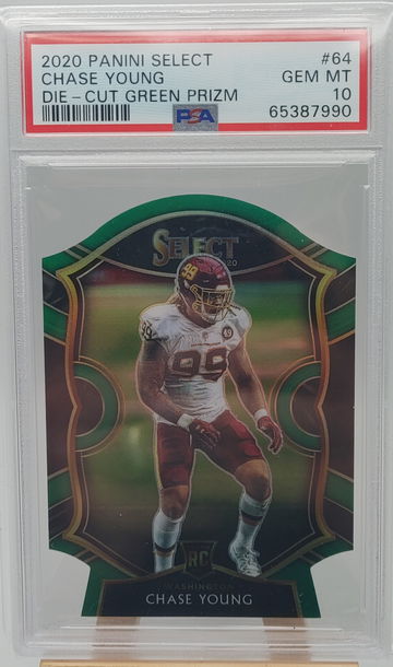 2020 Select Chase Young Green Prizm #/5 Die cut PSA 10 Pop 1 1/1