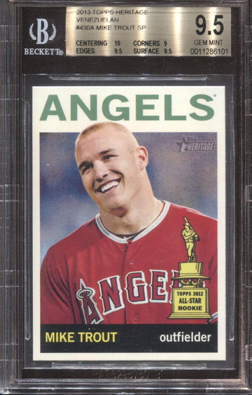 MIKE TROUT 2013 TOPPS HERITAGE VENEZUELAN SP BGS 9.5