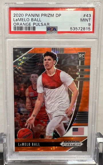 2020 Prizm Draft Picks Lamelo Ball #43 Orange Pulsar /49 PSA 9 Rookie NBA