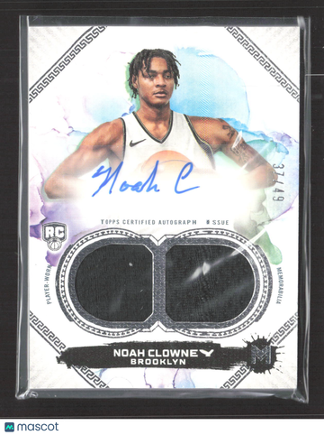 2024 Topps Motif Basketball Noah Clowney #117 Player-Worn Memorabilia Autograph 37/49 Dual Relic Auto