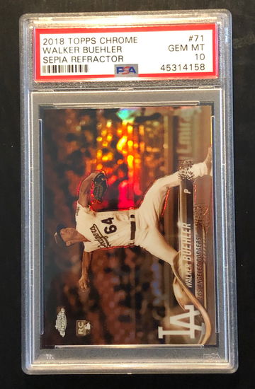 2018 Topps Chrome Walker Buehler Sepia Refractor PSA 10