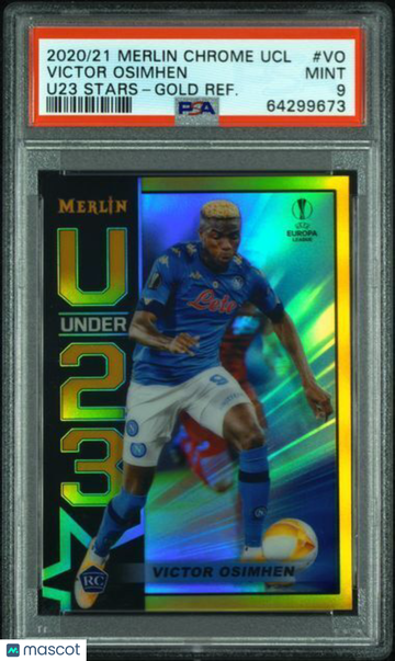 2020 Topps Merlin Chrome UEFA Champions League U23 Stars Victor Osimhen #VO Gold Refractor PSA 9