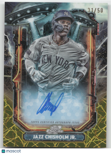 2025 Topps Cosmic Chrome Extraterrestrial Talent Jazz Chisholm Jr. #ETA-JCJ Gold RayWave /50