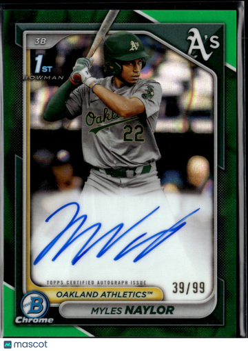 2024 Bowman Chrome Myles Naylor #CPA-MN Green Refractor /99