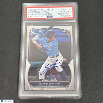 2023 Bowman Draft Adrian Santana #BDC130 Chrome Refractor PSA 8 Auto A