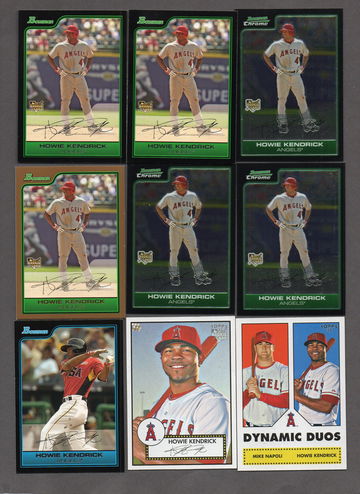 Howie Kendrick RC Rookie Lot (13) 2006 Bowman Draft #40 Gold + more