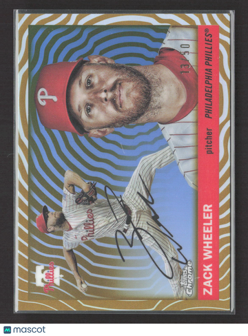 2024 Topps Chrome Zack Wheeler #120 Gold Wave Refractor Wave 13/50 Auto