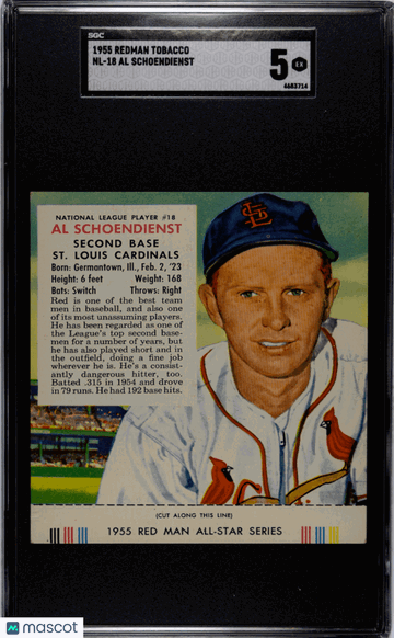 1955 Redman Tobacco Al Schoendienst #NL-18 SGC 5