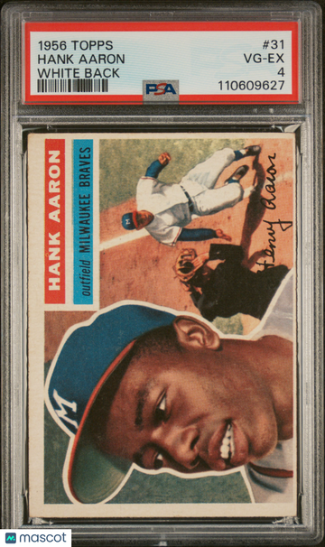 1956 Topps Hank Aaron #31 White Back PSA 4
