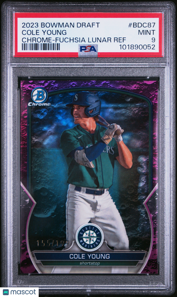 2023 Bowman Draft Cole Young #BDC87 Chrome Fuchsia Lunar Ref /199 PSA 9