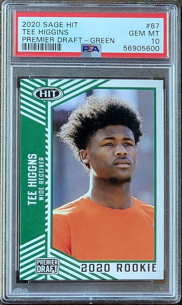 2020 SP TEE HIGGINS Sage Hit GREEN Premier Draft PSA 10 POP 2 Rookie RC #67