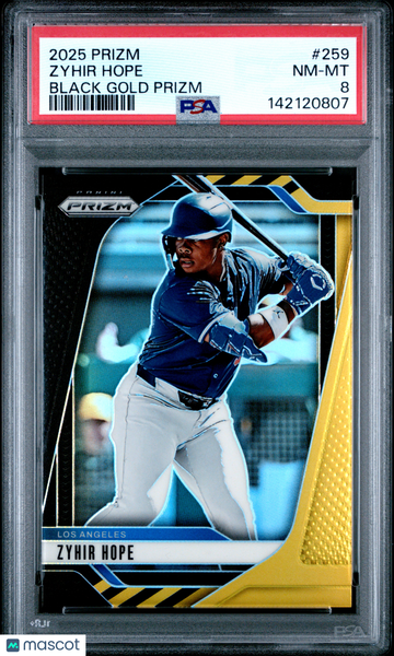2025 Panini Prizm Zyhir Hope #259 Black Gold /5 Short Print PSA 8