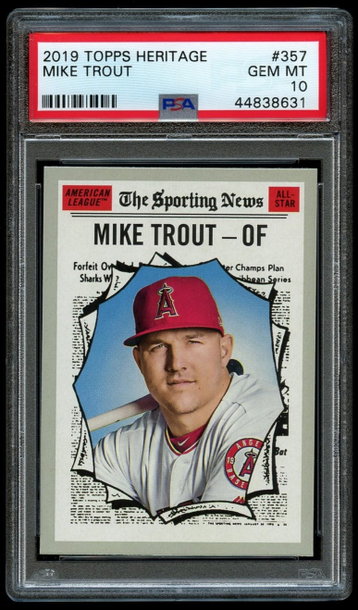 Mike Trout 2019 Topps Heritage PSA 10 Gem Mint #357
